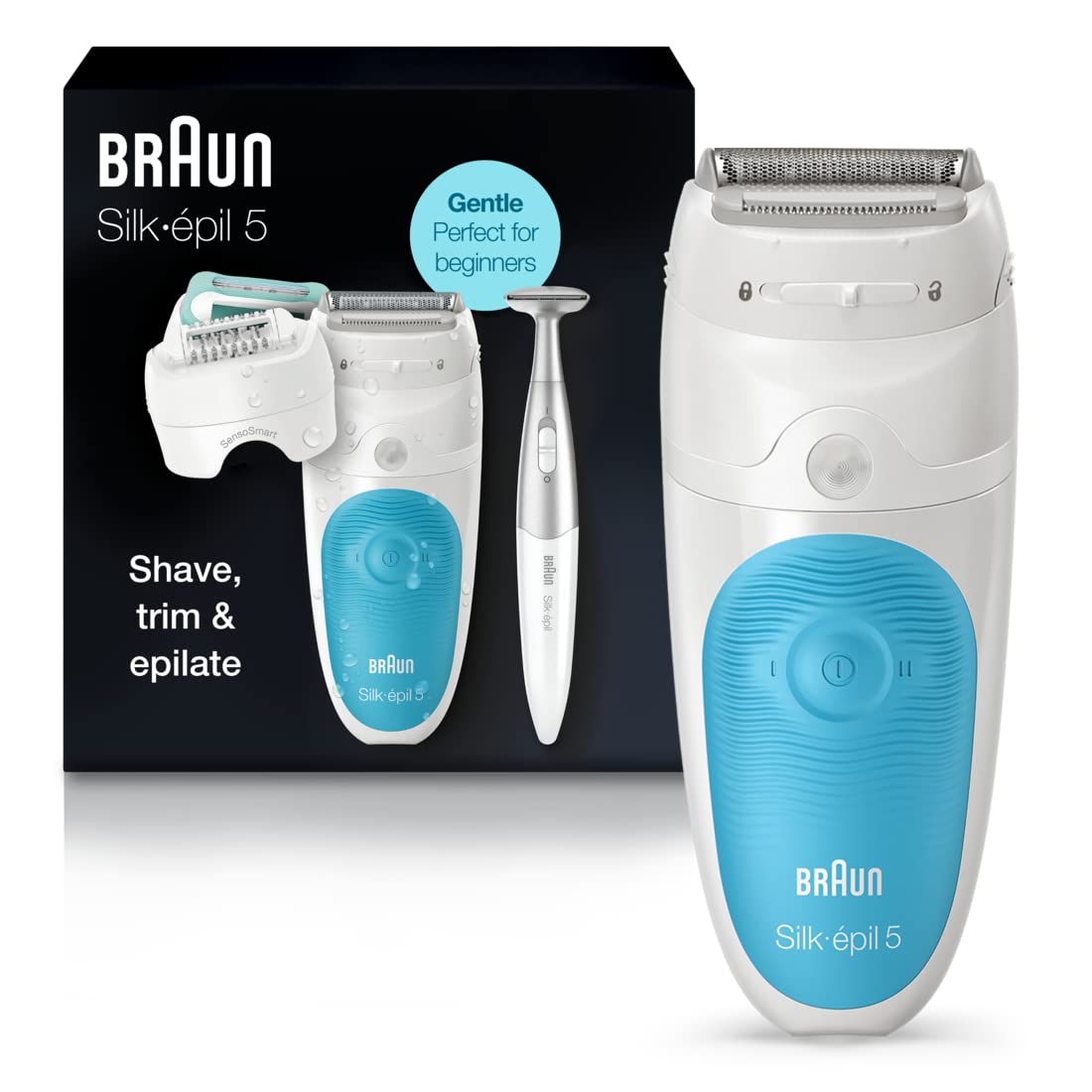 Braun Epilator Silk-Žpil 5 5-810, Hair Removal Device, Epilator for Women, Shaver & Bikini Trimmer, Cordless, Rechargeable, Wet & Dry