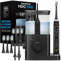 AquaSonic Home Dental Center PRO Ð Brushing & Flossing Made Easy Ð Brush & Floss Ð Power Toothbrush & Water Flosser Ð Whiter Teeth & Healthier Gums Ð Black Series Pro+Oral Irrigator Ð ADA Approved