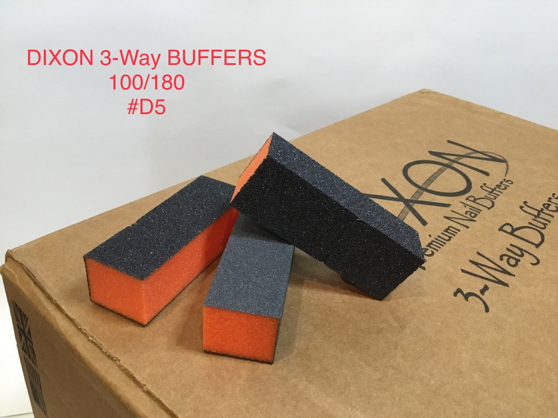 D05 Dixon buffer 3 way Orange Black grit 100/180 500 pcs-Beauty Zone Nail Supply
